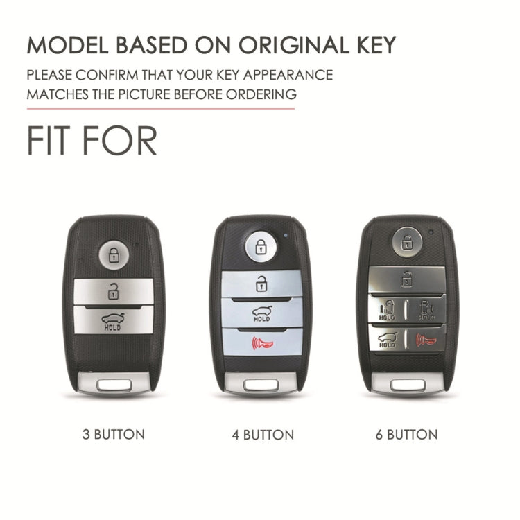 For Kia C133 4-button Hallmo Car Cowhide Leather Key Protective Cover Key Case(Black) - Car Key Cases by Hallmo | Online Shopping South Africa | PMC TechLife | Buy Now Pay Later Mobicred