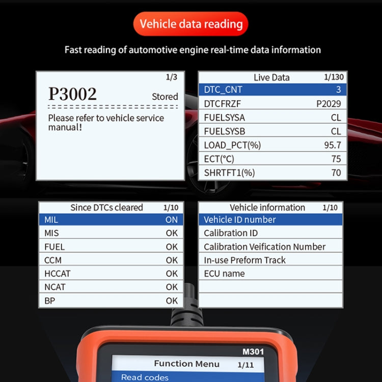 M301 9-18V OBD2 Car Code Reader Scanner Fault Detector - Code Readers & Scan Tools by PMC TechLife | Online Shopping South Africa | PMC TechLife