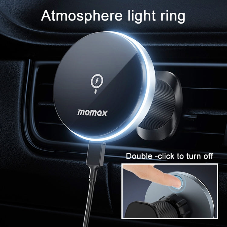 MOMAX CM25B Magnetic Wireless Charger Car Suction Cup Phone Holder - Wireless Charger Holders by MOMAX | Online Shopping South Africa | PMC Jewellery | Buy Now Pay Later Mobicred