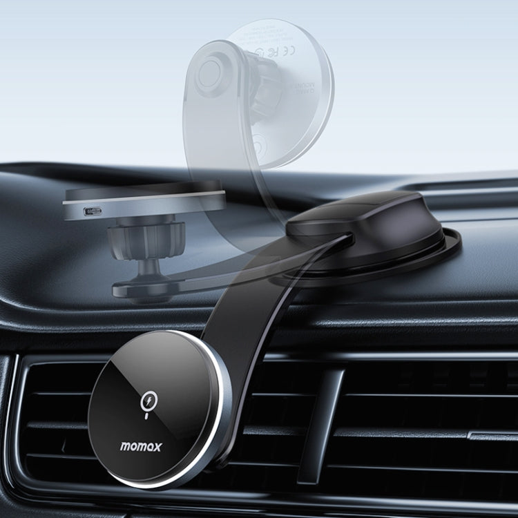 MOMAX CM25B Magnetic Wireless Charger Car Suction Cup Phone Holder - Wireless Charger Holders by MOMAX | Online Shopping South Africa | PMC Jewellery | Buy Now Pay Later Mobicred