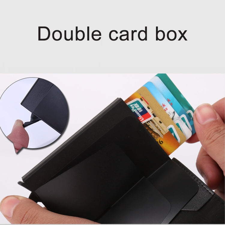 X-7 Antimagnetic RFID  Multi-functional Aluminum Crazy Horse Texture Leather Card Bag Wallet(Dark Blue) - Antimagnetic RFID Package by PMC TechLife | Online Shopping South Africa | PMC TechLife | Buy Now Pay Later Mobicred