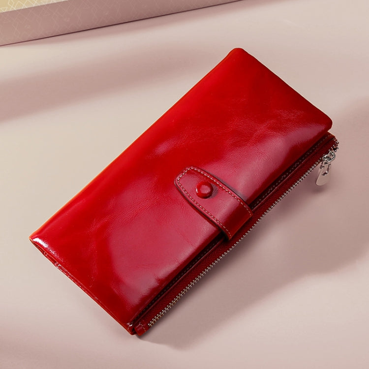 TP-189 Oilskin Leather Multi-functional Zipper RFID Leather Wallet(Red) - Antimagnetic RFID Package by PMC TechLife | Online Shopping South Africa | PMC TechLife | Buy Now Pay Later Mobicred