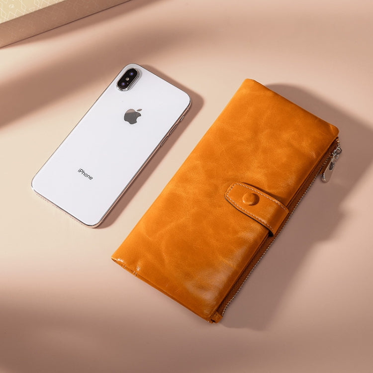TP-189 Oilskin Leather Multi-functional Zipper RFID Leather Wallet(Brown) - Antimagnetic RFID Package by PMC TechLife | Online Shopping South Africa | PMC TechLife | Buy Now Pay Later Mobicred