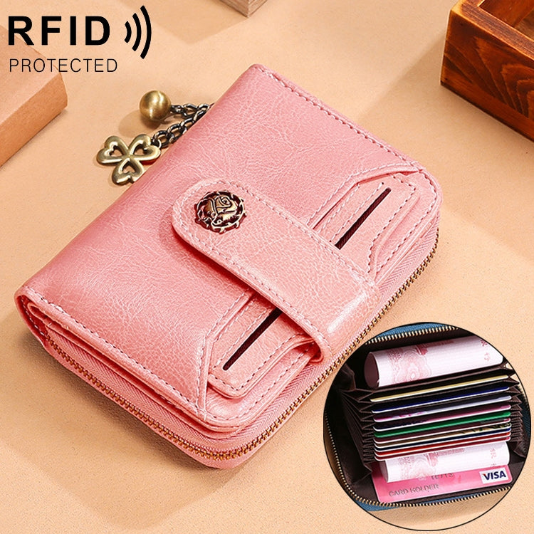 3522 Short Anti-magnetic RFID Wallet Multi-function Wallet for Ladies, with Card Slots(Pink) - Antimagnetic RFID Package by PMC Jewellery | Online Shopping South Africa | PMC Jewellery | Buy Now Pay Later Mobicred