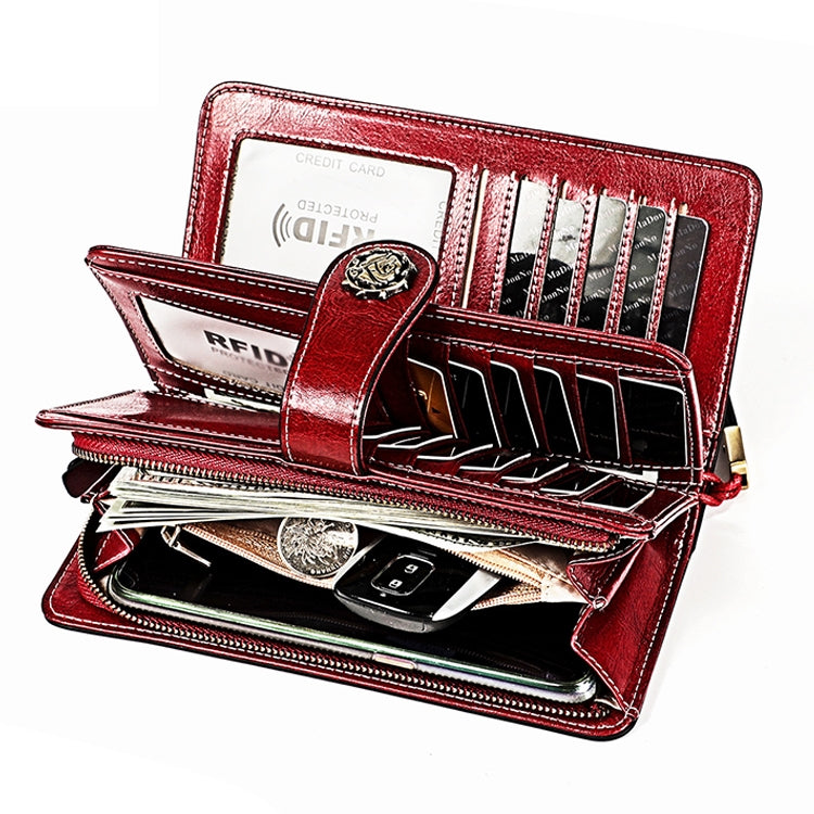 3555 Large Capacity Long Multi-function Anti-magnetic RFID Wallet Clutch for Ladies with Card Slots (Red) - free shipping - PMC TechLife - Order now!