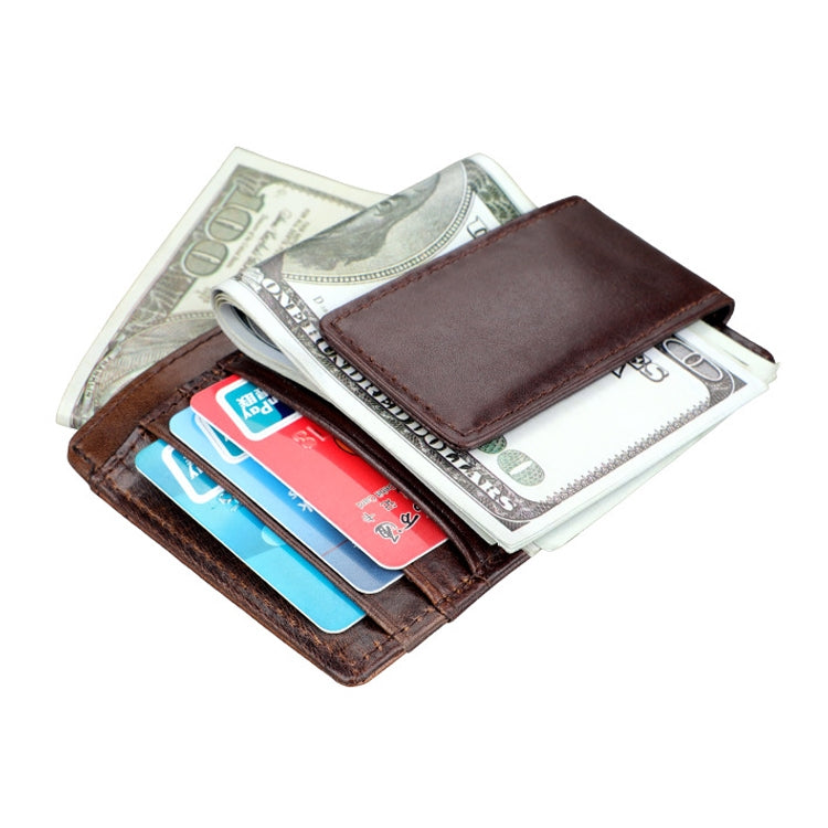 KB80 Antimagnetic RFID Crazy Horse Texture Oil Wax Leather Card Holder Wallet Billfold for Men and Women (Coffee) - Antimagnetic RFID Package by PMC Jewellery | Online Shopping South Africa | PMC Jewellery | Buy Now Pay Later Mobicred