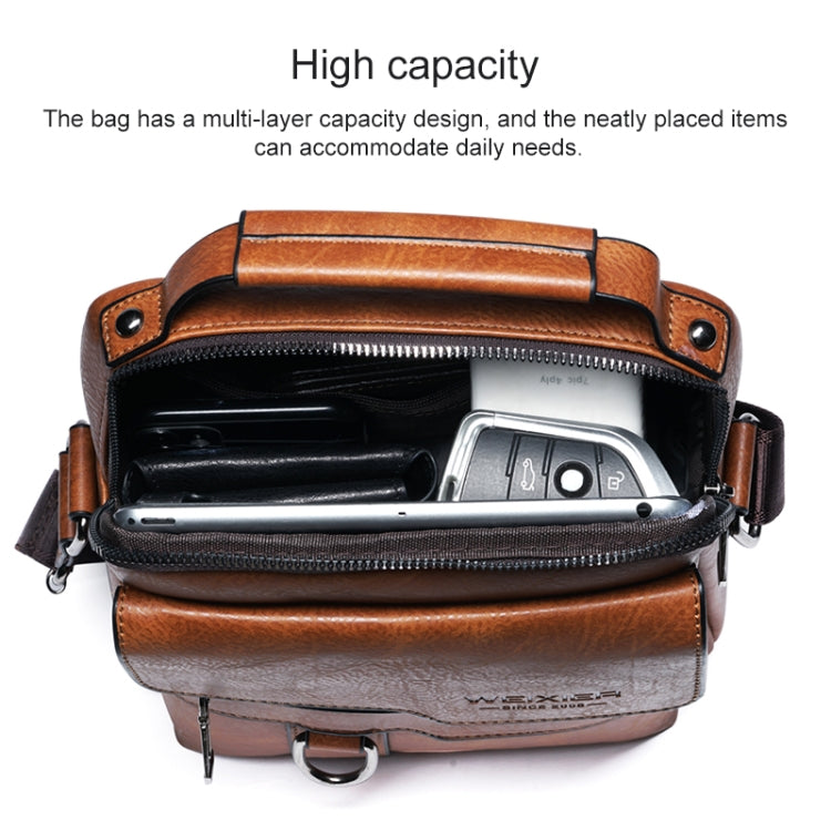 WEIXIER 8642 Men Business Retro PU Leather Handbag Crossbody Bag (Brown) - Crossbody Bags by WEIXIER | Online Shopping South Africa | PMC Jewellery | Buy Now Pay Later Mobicred