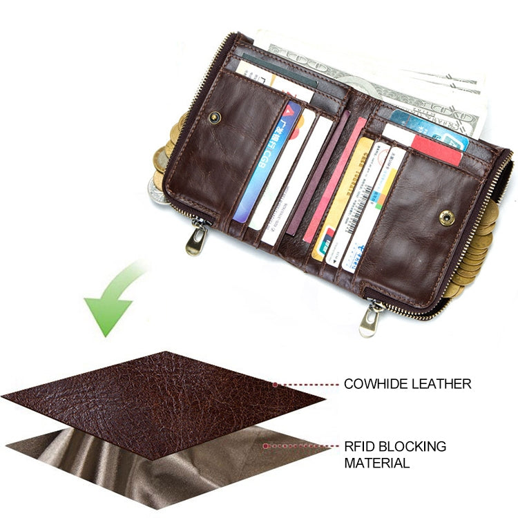 3533 Antimagnetic RFID Top-grain Leather Crazy Horse Texture Men Business Leisure Wallet (Black) - free shipping - PMC TechLife - Order now!