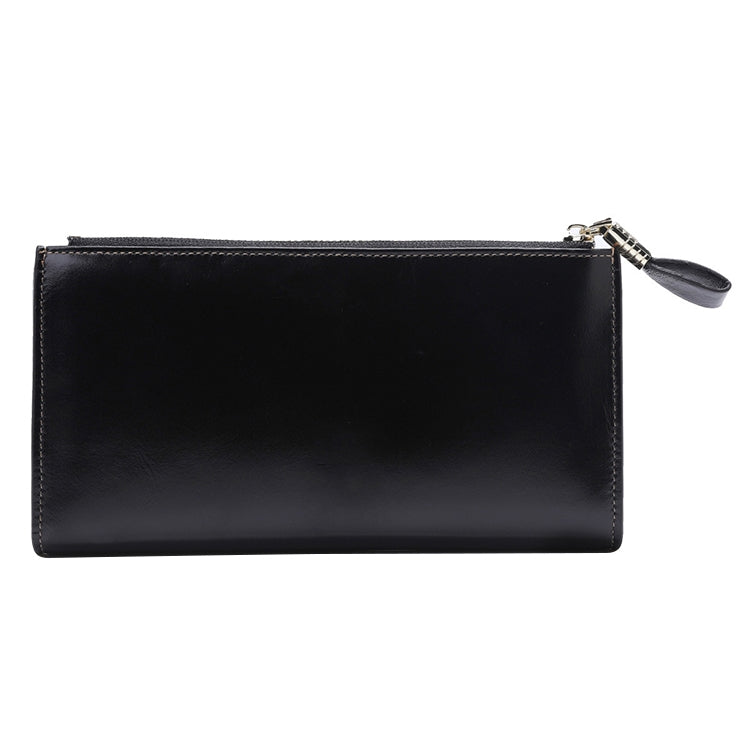 8236 Antimagnetic RFID Multi-function Oil Wax Leather Lady Wallet Large-capacity Purse (Black) - free shipping - PMC TechLife - Order now!