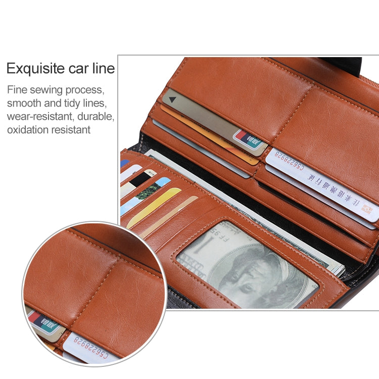 8236 Antimagnetic RFID Multi-function Oil Wax Leather Lady Wallet Large-capacity Purse (Black) - free shipping - PMC TechLife - Order now!