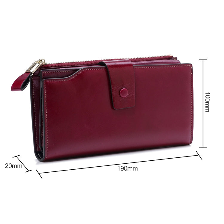 8236 Antimagnetic RFID Multi-function Oil Wax Leather Lady Wallet Large-capacity Purse (Purple) - Antimagnetic RFID Package by PMC TechLife | Online Shopping South Africa | PMC TechLife | Buy Now Pay Later Mobicred