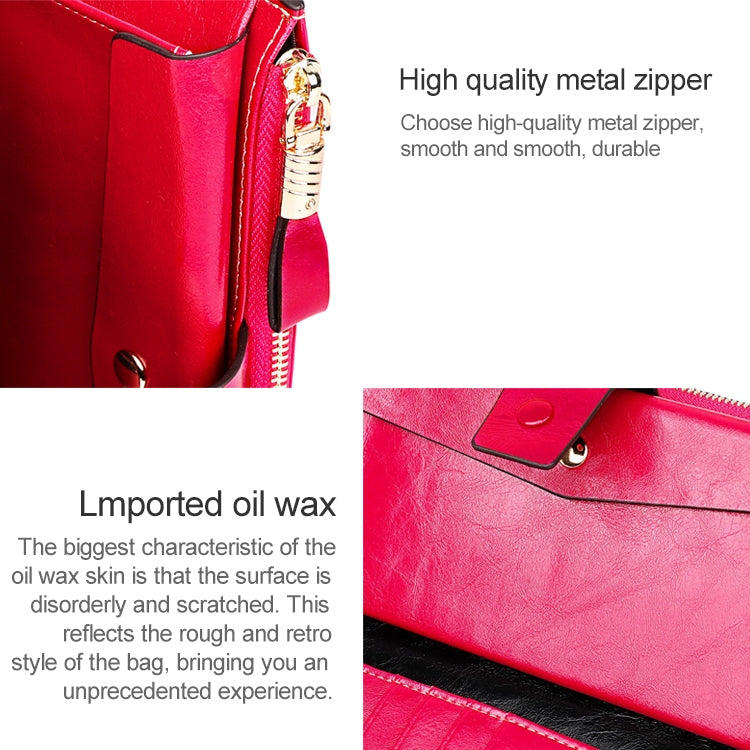 8236 Antimagnetic RFID Multi-function Oil Wax Leather Lady Wallet Large-capacity Purse (Rose Red) - free shipping - PMC TechLife - Order now!