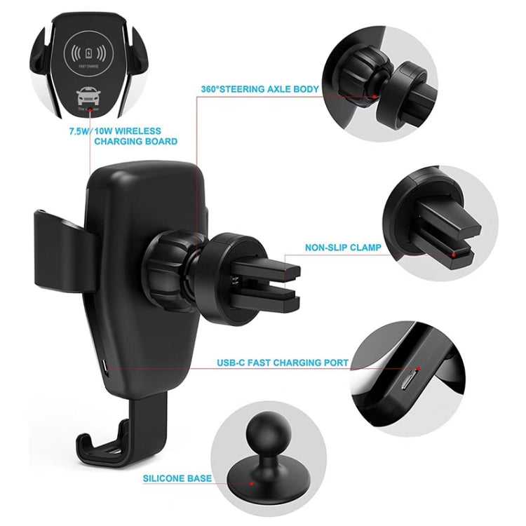 Car Air Outlet Bracket Wireless Charger Qi Standard Wireless Charger(White) - Wireless Charger Holders by PMC TechLife | Online Shopping South Africa | PMC TechLife