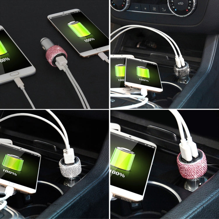 Car Diamond Aluminium Alloy QC3.0 Dual USB Quick Charger(Black) - Car Charger by PMC TechLife | Online Shopping South Africa | PMC TechLife