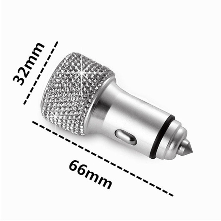 Car Diamond Aluminium Alloy QC3.0 Dual USB Quick Charger(White) - Car Charger by PMC TechLife | Online Shopping South Africa | PMC TechLife