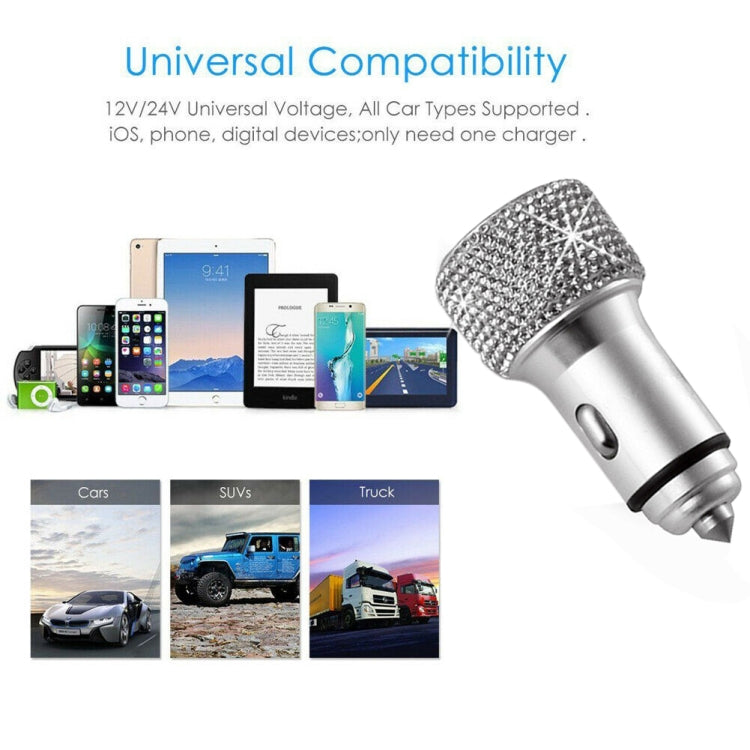 Car Diamond Aluminium Alloy QC3.0 Dual USB Quick Charger(White) - Car Charger by PMC TechLife | Online Shopping South Africa | PMC TechLife