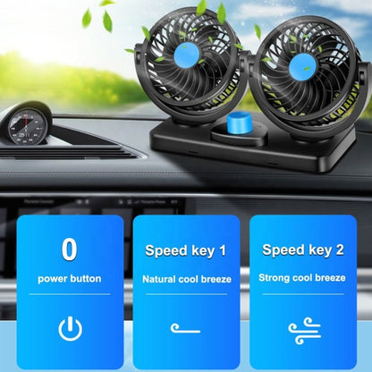 HUXIN HX-T303 6.5W 360 Degree Adjustable Rotation Two Head Low Noise Mini Electric Car Fan, DC12V - Heating & Fans by PMC Jewellery | Online Shopping South Africa | PMC Jewellery