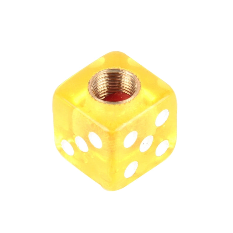 4 PCS Plastic Plated Dice Shape Universal Tire Valve Stem Cap(Yellow) - free shipping - PMC TechLife - Order now!