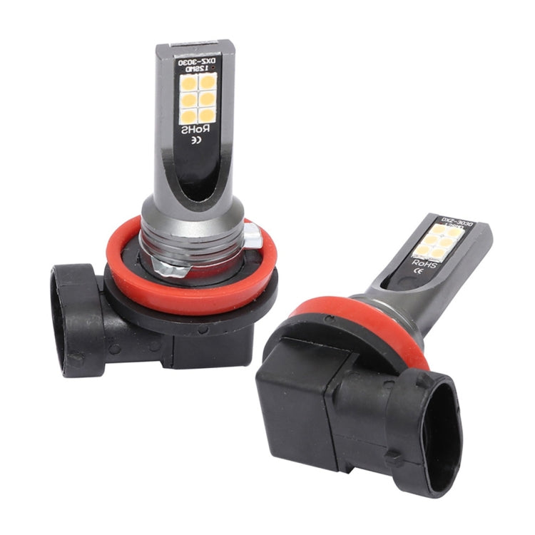 2 PCS H11 / H8 DC12V-24V / 12W / 3000K / 800LM 12LEDs SMD-3030 Car LED Fog Light (Yellow Light) - Fog / Driving Lights by PMC TechLife | Online Shopping South Africa | PMC TechLife