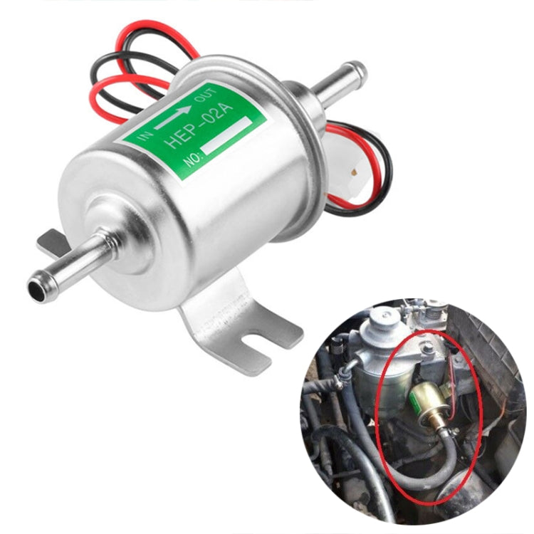 HEP-02A Universal Car 24V Fuel Pump Inline Low Pressure Electric Fuel Pump (Silver) - Engine Fittings by PMC TechLife | Online Shopping South Africa | PMC TechLife