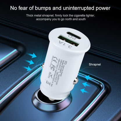 TE-339PD 3.1A PD USB-C / Type-C + USB Interface Mini Fast Charging Car Charger(White) - Car Charger by PMC Jewellery | Online Shopping South Africa | PMC Jewellery