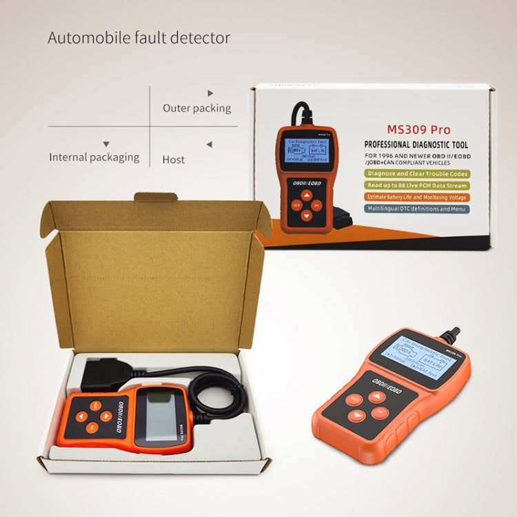 MS309 Pro Car Fault Detector OBD2 EOBD Scanner Code Reader - Code Readers & Scan Tools by PMC TechLife | Online Shopping South Africa | PMC TechLife