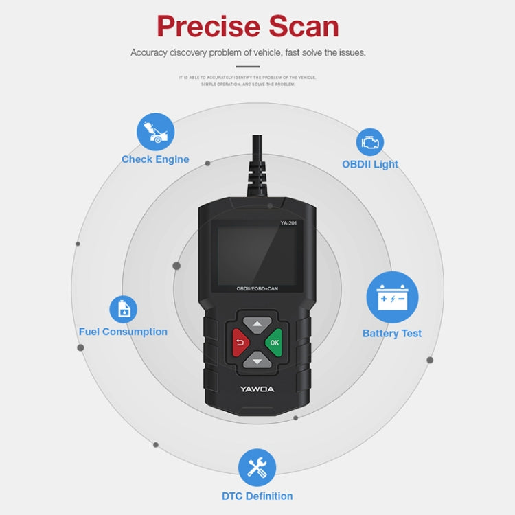 YA201 Car Mini Code Reader OBD2 Fault Detector Diagnostic Tool - Code Readers & Scan Tools by PMC TechLife | Online Shopping South Africa | PMC TechLife