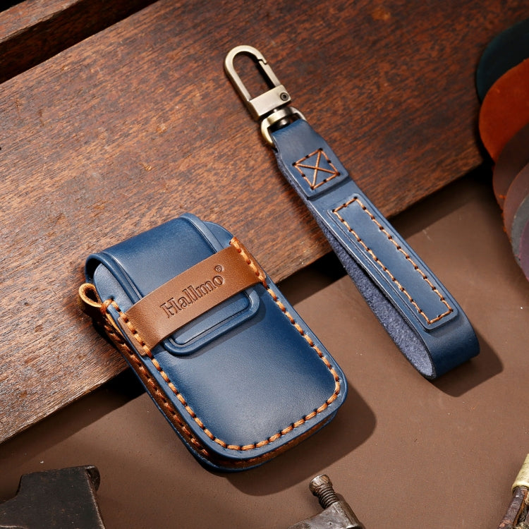 Hallmo Car Cowhide Leather Key Protective Cover Key Case for Volkswagen Lavida B Style(Blue) - Car Key Cases by Hallmo | Online Shopping South Africa | PMC TechLife | Buy Now Pay Later Mobicred