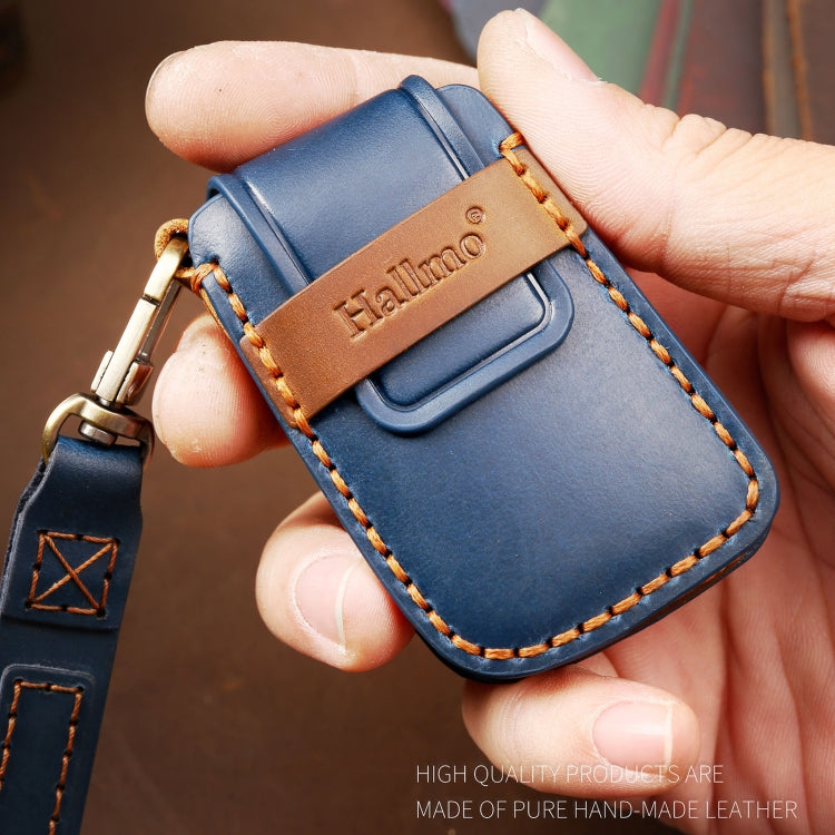 Hallmo Car Cowhide Leather Key Protective Cover Key Case for Volkswagen Lavida B Style(Blue) - Car Key Cases by Hallmo | Online Shopping South Africa | PMC TechLife | Buy Now Pay Later Mobicred