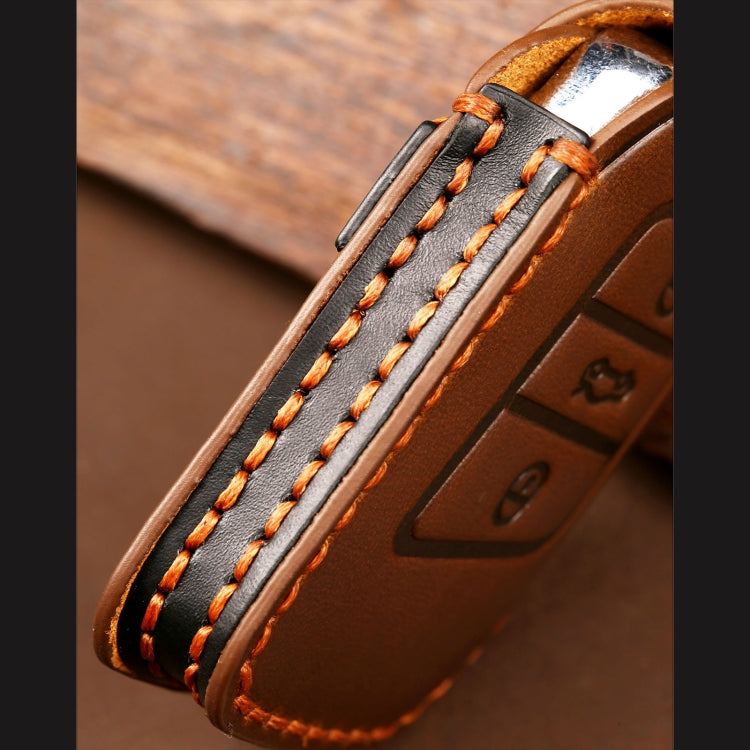 Hallmo Car Cowhide Leather Key Protective Cover Key Case for Volkswagen Lavida B Style(Blue) - Car Key Cases by Hallmo | Online Shopping South Africa | PMC TechLife | Buy Now Pay Later Mobicred