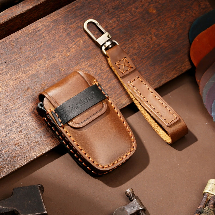 Hallmo Car Cowhide Leather Key Protective Cover Key Case for Toyota Corolla 2018 2-button(Brown) - Car Key Cases by Hallmo | Online Shopping South Africa | PMC TechLife | Buy Now Pay Later Mobicred