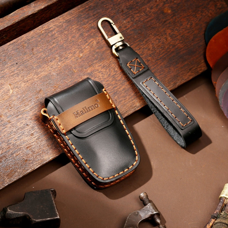 Hallmo Car Cowhide Leather Key Protective Cover Key Case for Toyota Corolla 2018 3-button(Black) - Car Key Cases by Hallmo | Online Shopping South Africa | PMC TechLife | Buy Now Pay Later Mobicred