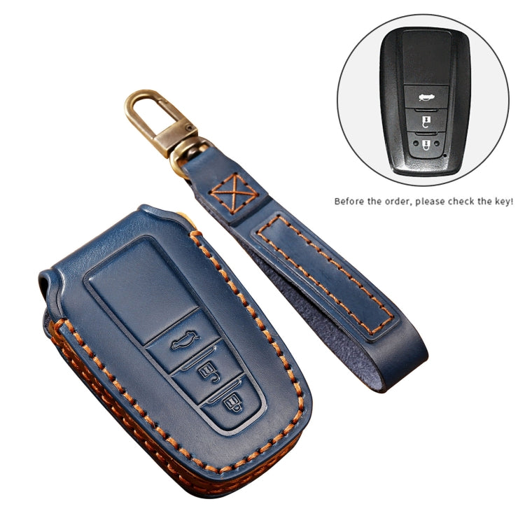 Hallmo Car Cowhide Leather Key Protective Cover Key Case for Toyota Corolla 2018 3-button(Blue) - free shipping - PMC TechLife - Order now!
