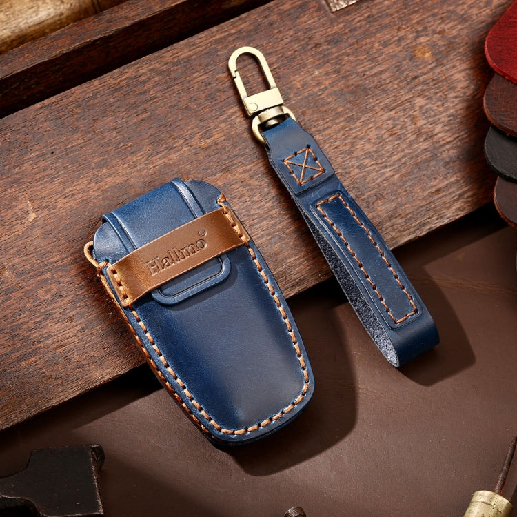Hallmo Car Cowhide Leather Key Protective Cover Key Case for Haval H6(Blue) - Car Key Cases by Hallmo | Online Shopping South Africa | PMC TechLife | Buy Now Pay Later Mobicred
