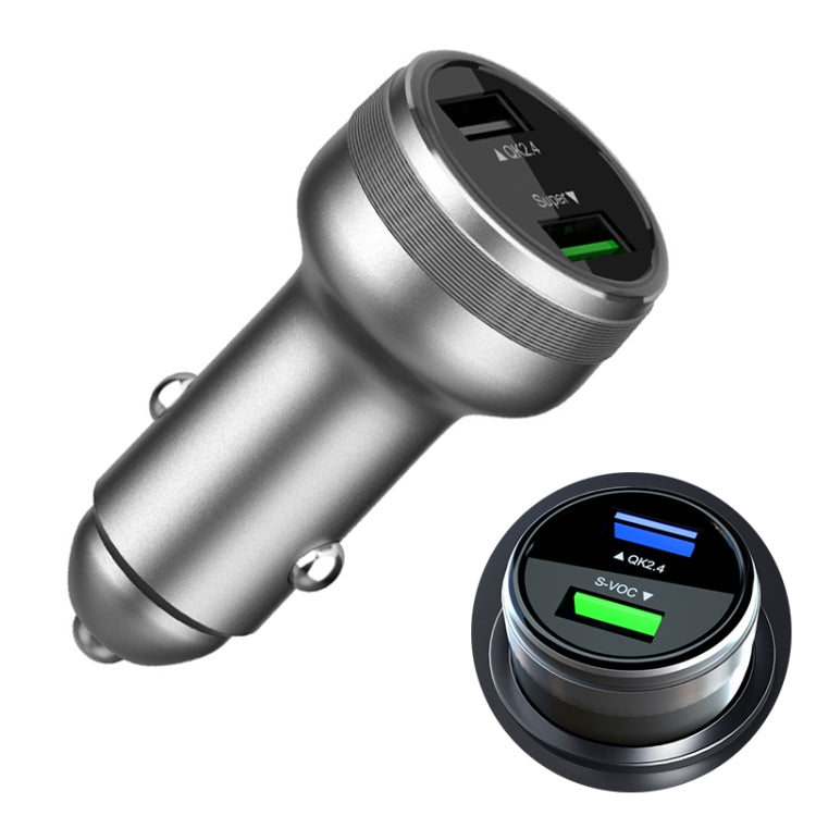 Dual USB 66W Car Flash Charger for OPPO / Huawei (Silver) - Car Charger by PMC TechLife | Online Shopping South Africa | PMC TechLife