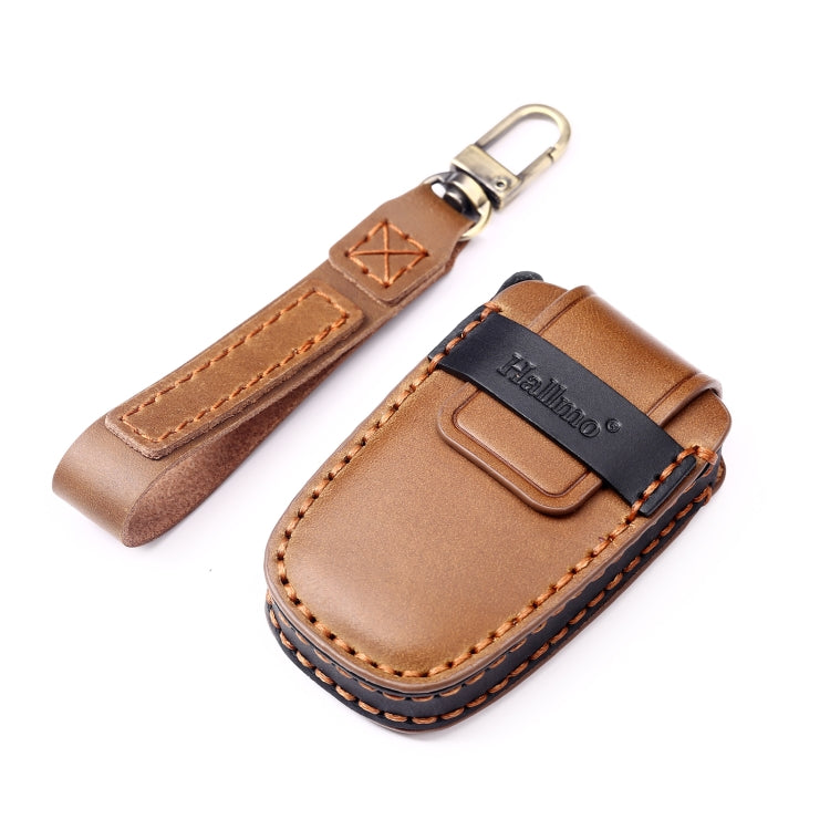 Hallmo Car Cowhide Leather Key Protective Cover Key Case for KIA K2 / K3 / K5 3-button(Brown) - Car Key Cases by Hallmo | Online Shopping South Africa | PMC TechLife | Buy Now Pay Later Mobicred