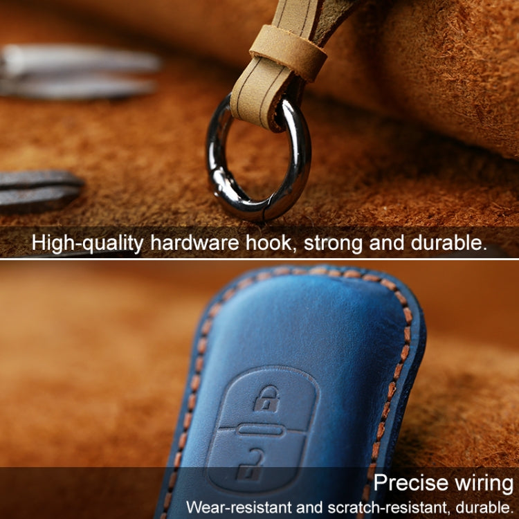 For Mazda Old Style Hallmo Car Cowhide Leather Key Protective Cover Key Case, Two Keys Version(Brown) - Car Key Cases by Hallmo | Online Shopping South Africa | PMC Jewellery | Buy Now Pay Later Mobicred