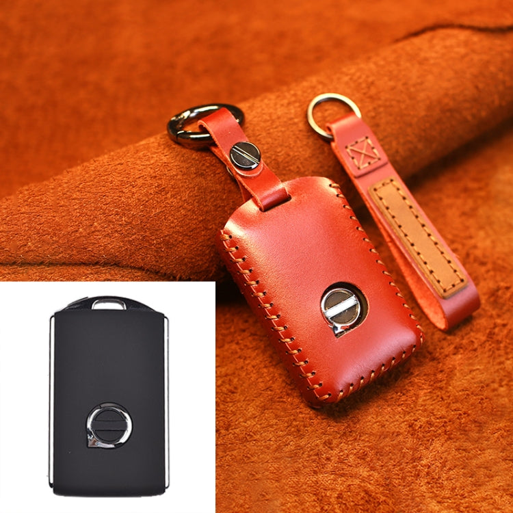 For Volvo Single Slit Style Car Cowhide Leather Key Protective Cover Key Case (Red) - Car Key Cases by PMC Jewellery | Online Shopping South Africa | PMC Jewellery
