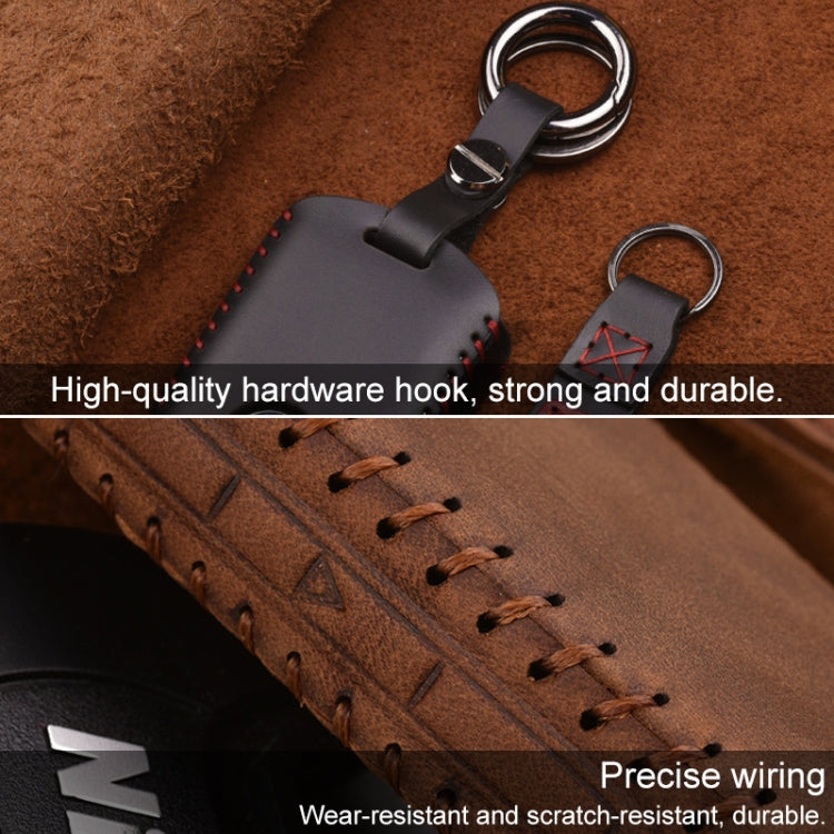 For Volvo Single Slit Style Car Cowhide Leather Key Protective Cover Key Case (Red) - Car Key Cases by PMC TechLife | Online Shopping South Africa | PMC TechLife