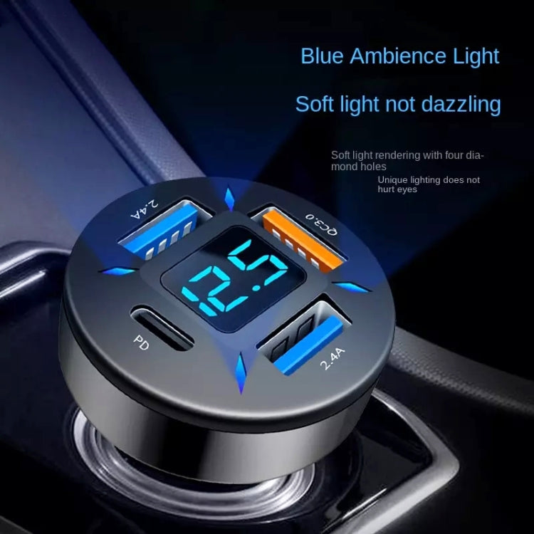 2pcs 4 in 1 USB 4.8A Digital Display Car Charger - Car Charger by PMC TechLife | Online Shopping South Africa | PMC TechLife