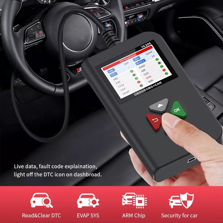 YA206 Car Code Reader OBD2 Fault Detector Diagnostic Tool - Code Readers & Scan Tools by PMC TechLife | Online Shopping South Africa | PMC TechLife