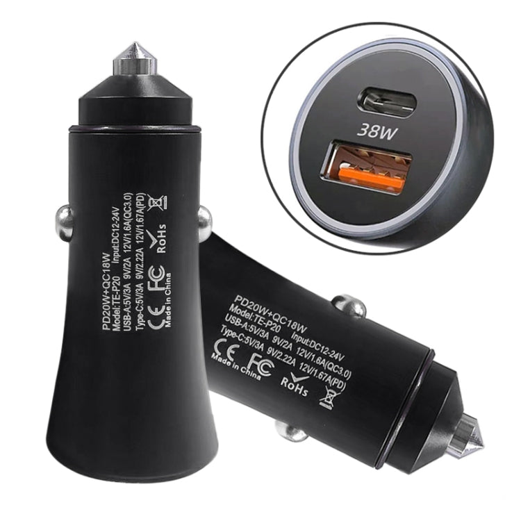 2pcs PD 20W Aluminum Alloy Dual Interface Car Fast Charger (Black) - free shipping - PMC TechLife - Order now!