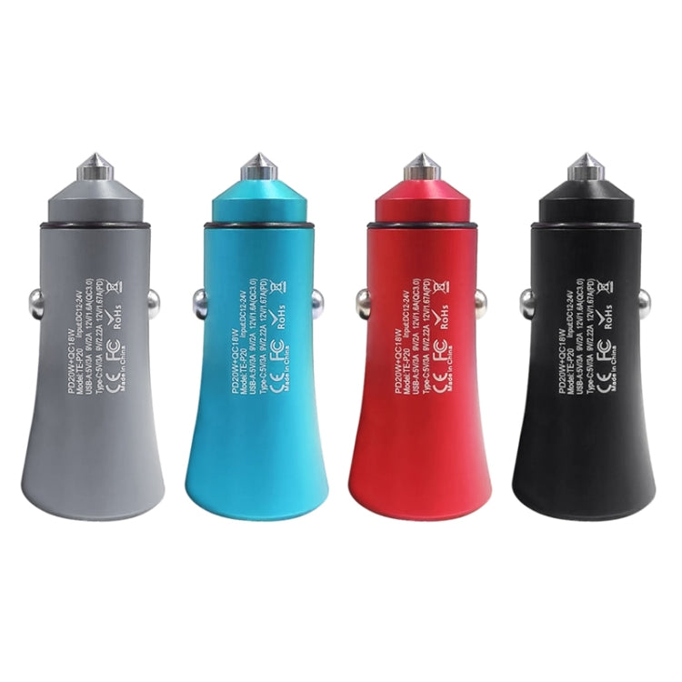 2pcs PD 20W Aluminum Alloy Dual Interface Car Fast Charger (Black) - free shipping - PMC TechLife - Order now!