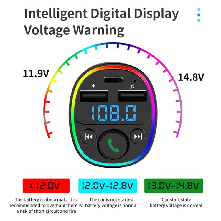Car Bluetooth MP3 Player Audio FM Transmitter with Ambient Light - Bluetooth Car Kits by PMC Jewellery | Online Shopping South Africa | PMC Jewellery