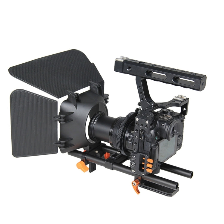 YELANGU YLG1105A A7 Cage Set Include Video Camera Cage Stabilizer / Follow Focus / Matte Box for Sony GH4 / A7S / A7 / A7R / A72 / A7RII / A7SII / A6000 / A6500 / A6300 / A7R3 / A7S3 / A7R4  (Orange) - Shoulder Rigs by YELANGU | Online Shopping South Africa | PMC Jewellery | Buy Now Pay Later Mobicred