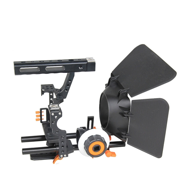 YELANGU YLG1105A A7 Cage Set Include Video Camera Cage Stabilizer / Follow Focus / Matte Box for Sony GH4 / A7S / A7 / A7R / A72 / A7RII / A7SII / A6000 / A6500 / A6300 / A7R3 / A7S3 / A7R4  (Orange) - Shoulder Rigs by YELANGU | Online Shopping South Africa | PMC Jewellery | Buy Now Pay Later Mobicred