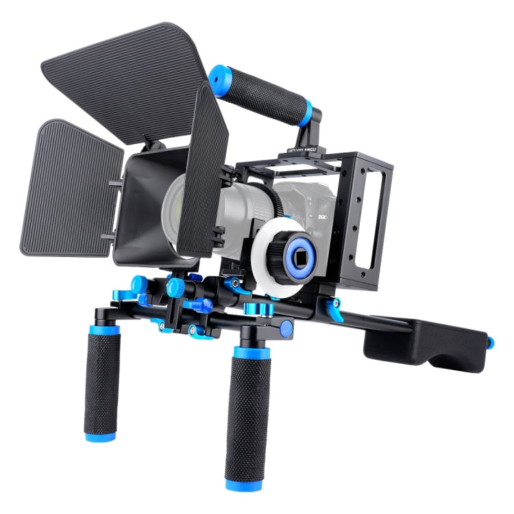 YELANGU D222 Dual Handles Camera Shoulder Mount + Camera Cage Stabilizer Kit with Matte Box + Follow Focus for DSLR Camera / Video Camera - Shoulder Rigs by YELANGU | Online Shopping South Africa | PMC Jewellery | Buy Now Pay Later Mobicred