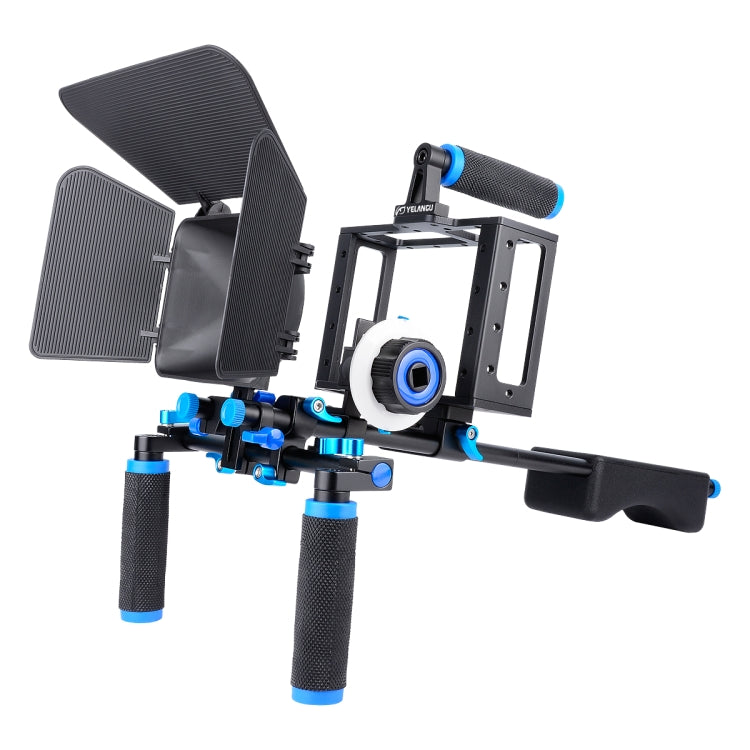 YELANGU D222 Dual Handles Camera Shoulder Mount + Camera Cage Stabilizer Kit with Matte Box + Follow Focus for DSLR Camera / Video Camera - Shoulder Rigs by YELANGU | Online Shopping South Africa | PMC Jewellery | Buy Now Pay Later Mobicred