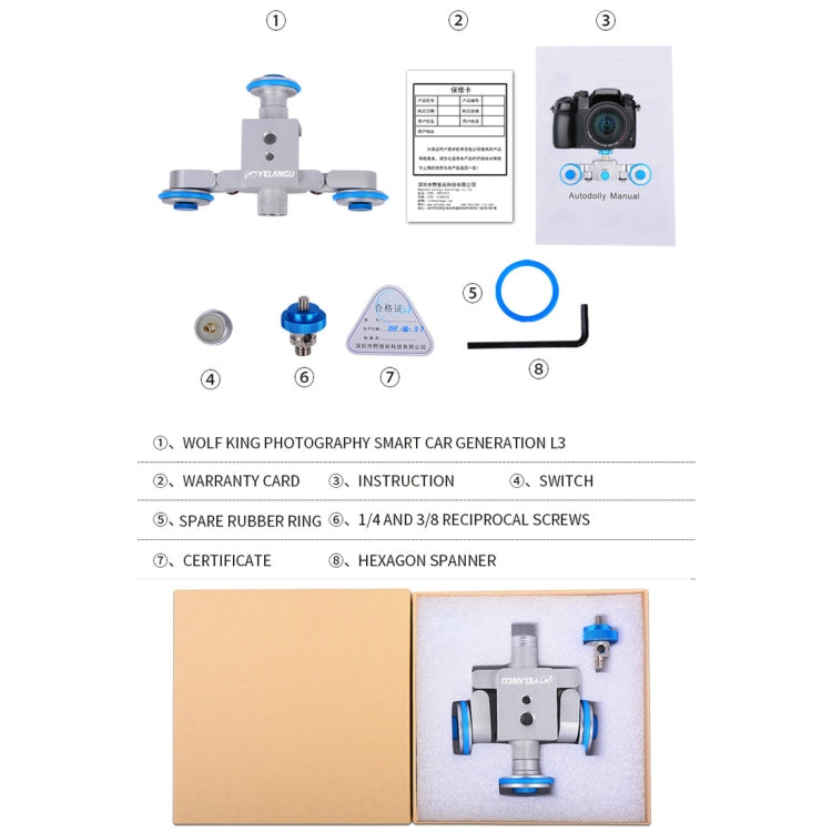 YELANGU L3 Camera Wheels Autodolly Electric Track Slider Car, Load: 6kg (Blue) - Camera Dolly by YELANGU | Online Shopping South Africa | PMC Jewellery | Buy Now Pay Later Mobicred
