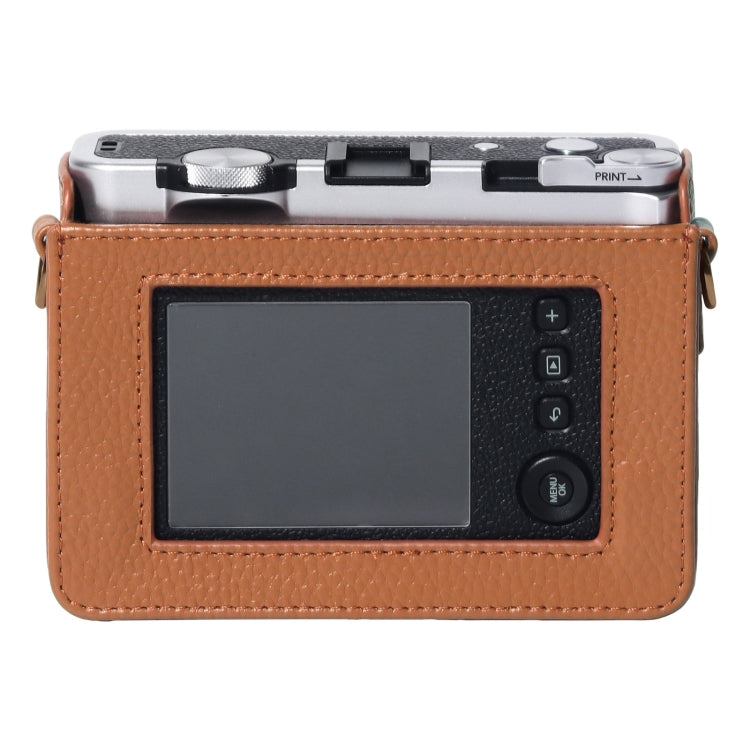 For FUJIFILM instax mini Evo Full Body Camera Genuine Leather Case Bag with Strap(Brown) - free shipping - PMC TechLife - Order now!